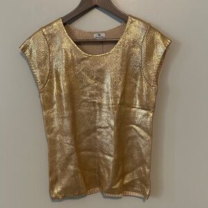 Worthington Short Sleeve Shiny Gold Sweater